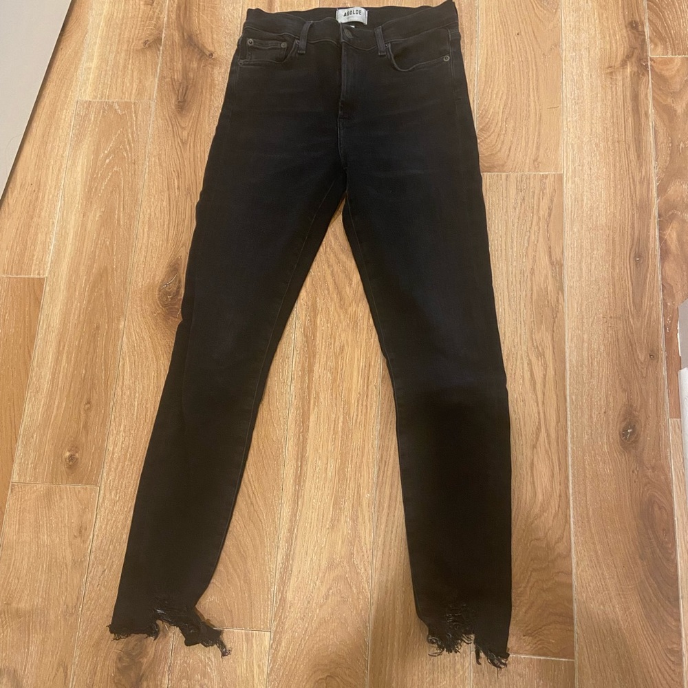 AGOLDE skinny jeans distressed hem